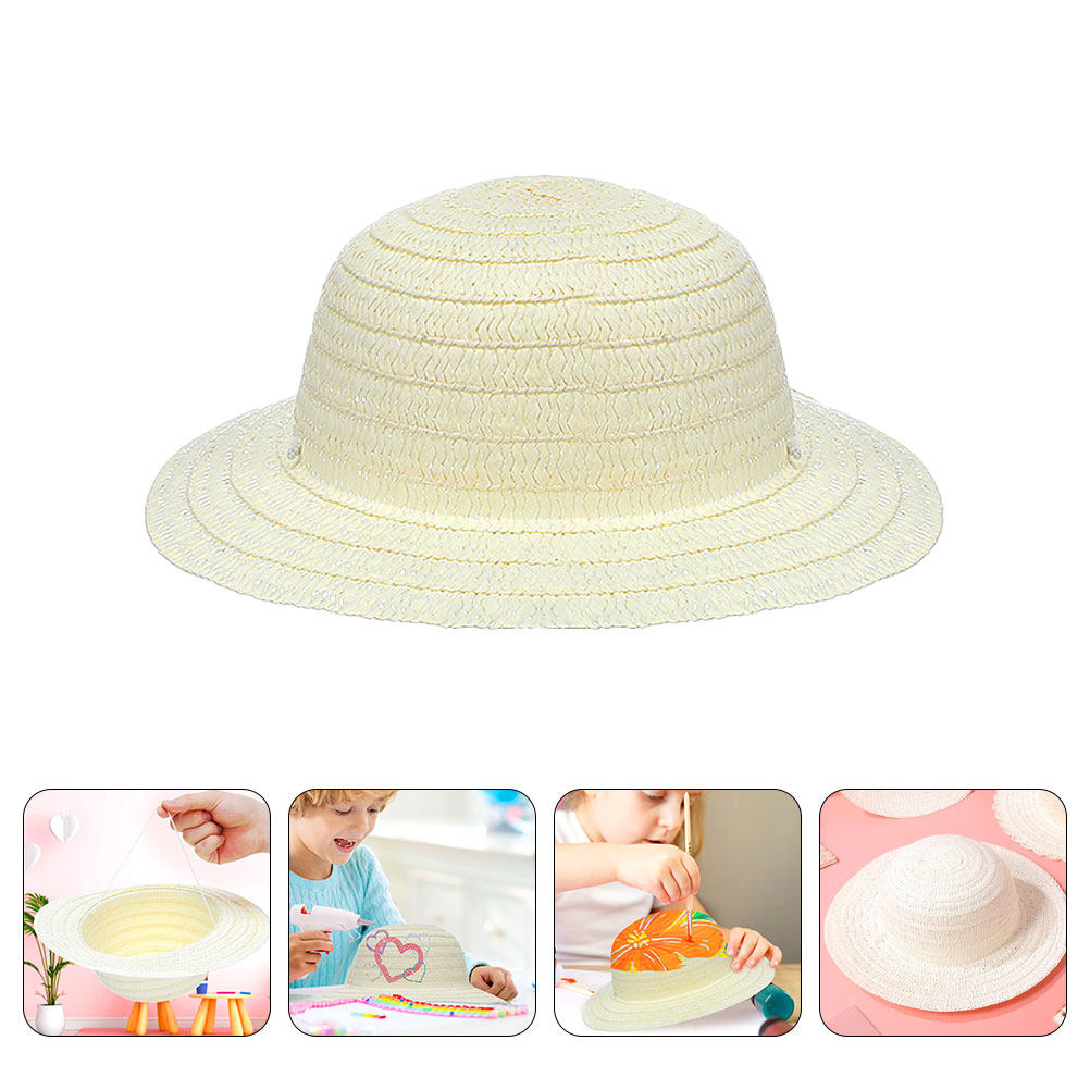 Kids Outdoor Activities - 8pcs Kids Diy Straw Hats Creative