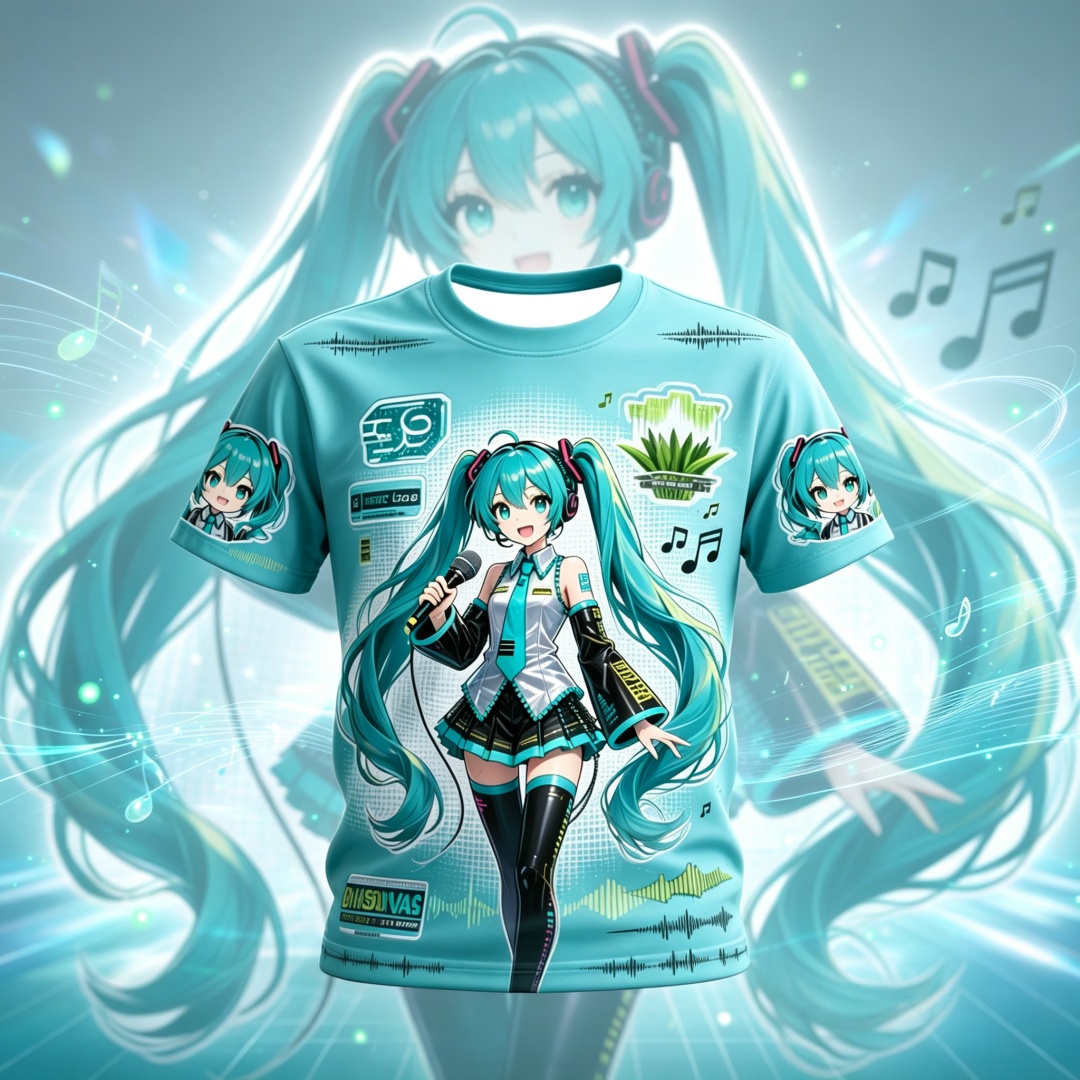 Kids Outdoor Activities - Hatsune Miku Anime Pattern Summer Short