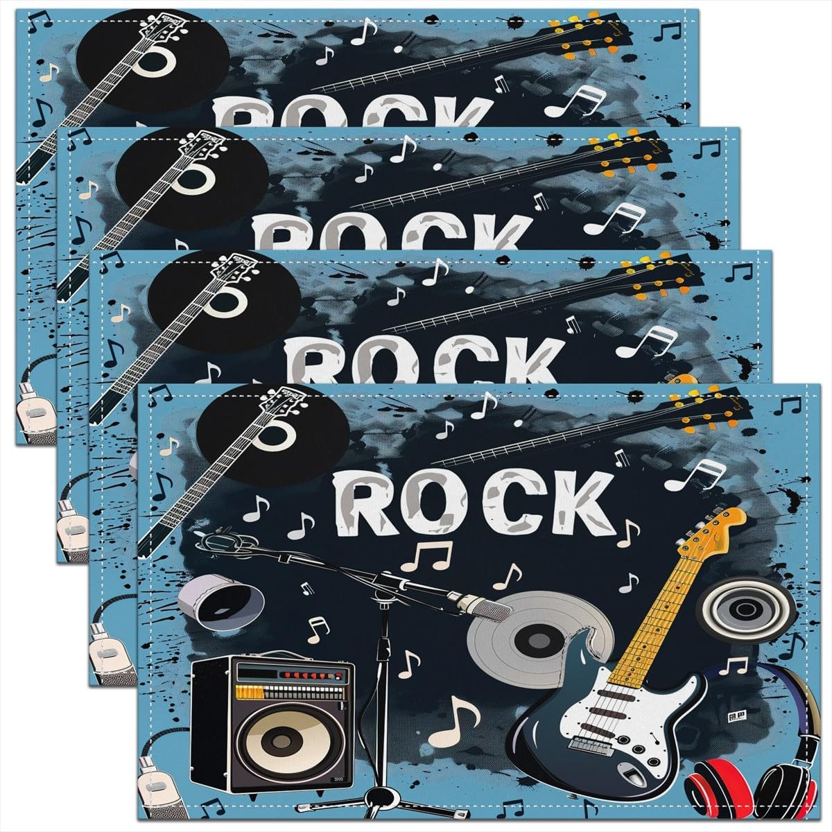 Rock Music Placemats Set of 4  - огляд і ціна Kids Outdoor Music