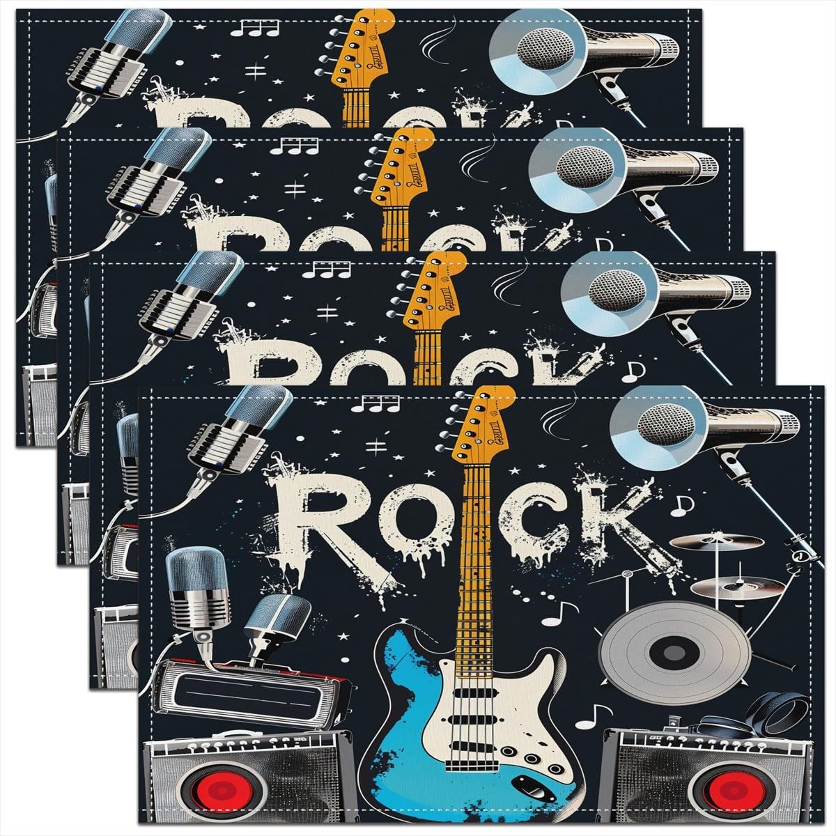 Rock Music Placemats Set of 4  - огляд і ціна Kids Outdoor Music