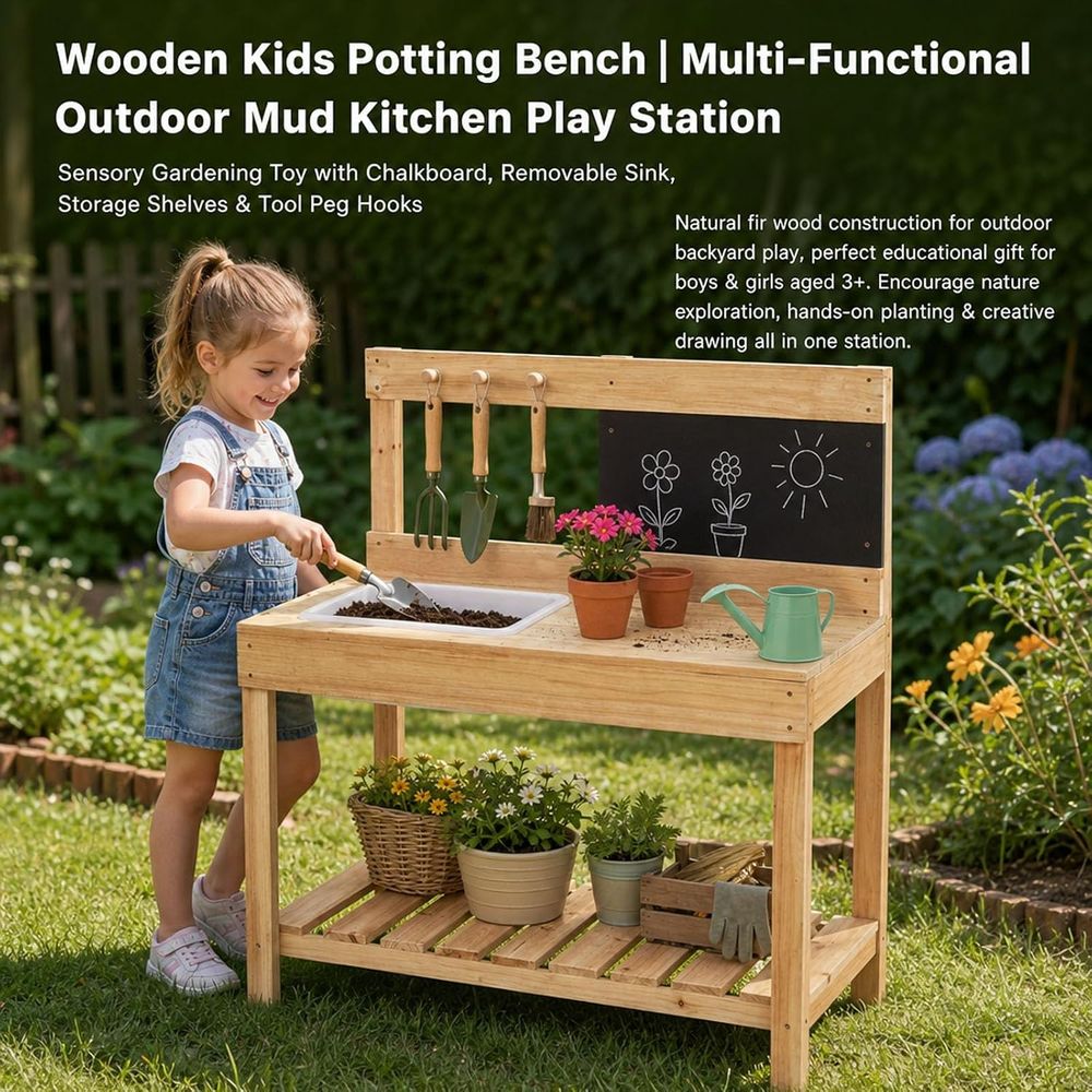 Kids Wooden Potting Bench Mud  - огляд і ціна Kids Outdoor Sink